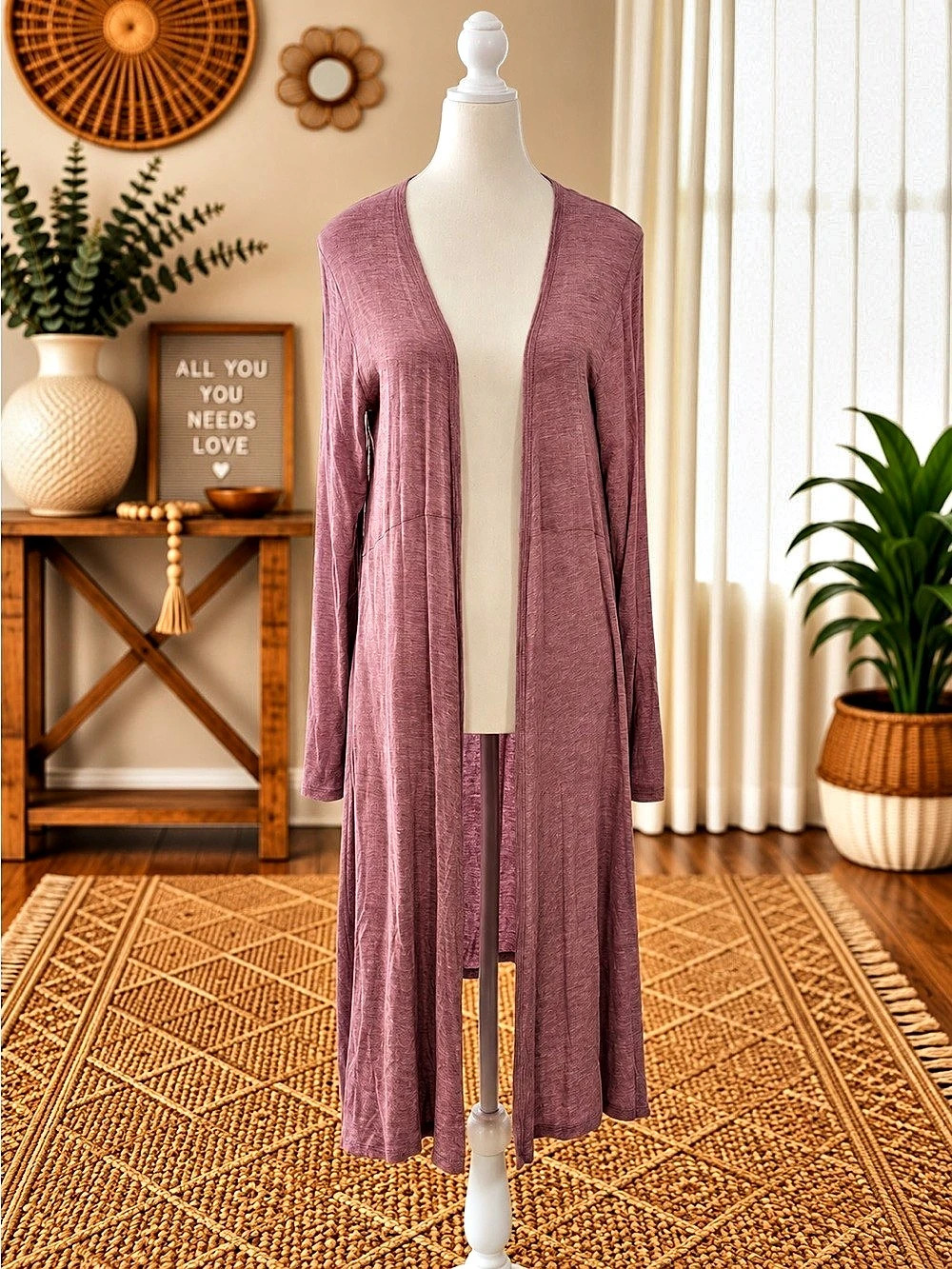 Women's Longline Cardigan in Pink Like New